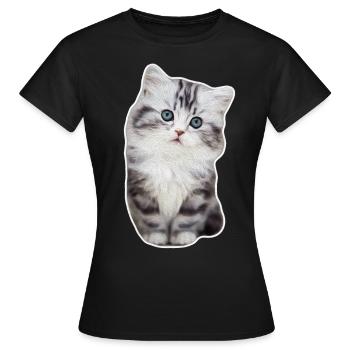 Chat de patte de velours mignon kitty kitty - T-shirt Femme - noir - Devant - AI Model Female 172 dark (172cm)