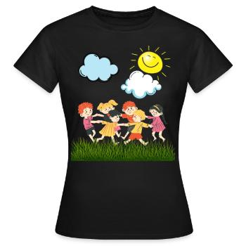 Les enfants dans mon cœur - T-shirt Femme - noir - Devant - AI Model Female 172 dark (172cm)