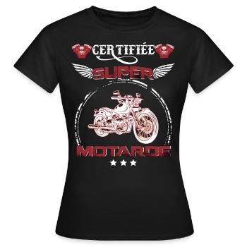 Certifiée motarde femme - T-shirt Femme - noir - Devant - AI Model Female 172 dark (172cm)