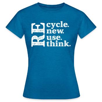 Recyceln Wiederverwenden Erneuern Umdenken - Frauen T-Shirt - Antikblaues Saphir meliert - Vorne - AI Model Female 172 dark (172cm)