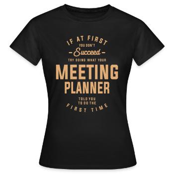 Hören Sie sich den Meeting-Planer an - Frauen T-Shirt - Schwarz - Vorne - AI Model Female 172 dark (172cm)