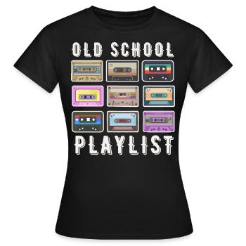 OLD SCHOOL PLAYLIST - T-shirt Femme - noir - Devant - AI Model Female 172 dark (172cm)