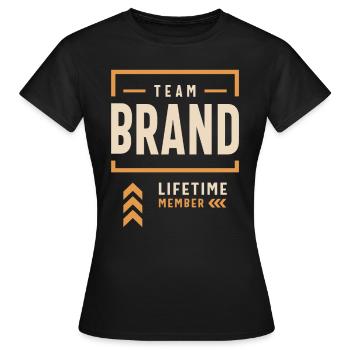 Marque de l’équipe Membre à vie Nom drôle Marque - T-shirt Femme - noir - Devant - AI Model Female 172 dark (172cm)