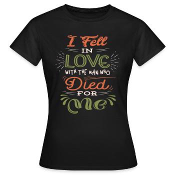 L’amour trouvé dans le sacrifice - Citation chrétienne - T-shirt Femme - noir - Devant - AI Model Female 172 dark (172cm)