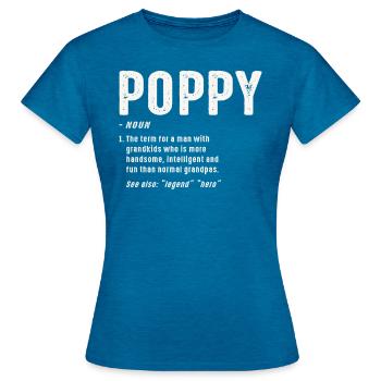 Mohn Definition - Frauen T-Shirt - Antikblaues Saphir meliert - Vorne - AI Model Female 172 dark (172cm)