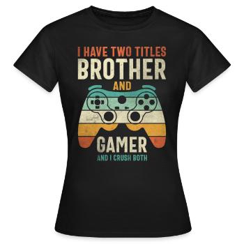 Design de joueur amusant pour les garçons, les filles et les fans de jeux - T-shirt Femme - noir - Devant - AI Model Female 172 dark (172cm)