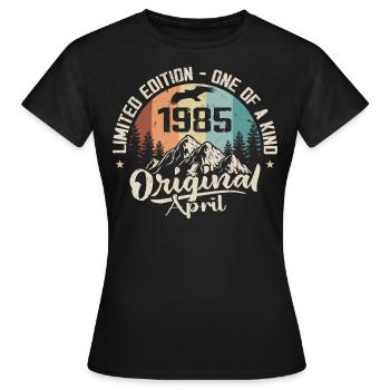 Geburtstagsgeschenk April 1985 April 1985 - Frauen T-Shirt - Schwarz - Vorne - AI Model Female 172 dark (172cm)