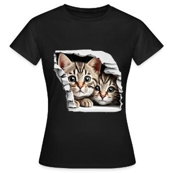 Adorable little cats meow Funny gifts - Women's T-Shirt - black - Front - AI Model Female 172 dark (172cm)
