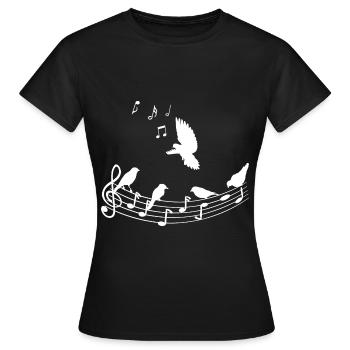 Chant des oiseaux Nature Musiciens Musique d’oiseaux - T-shirt Femme - noir - Devant - AI Model Female 172 dark (172cm)