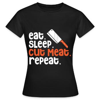 Fleisch schneiden Fleischer Metzger Hackfleisch - Frauen T-Shirt - Schwarz - Vorne - AI Model Female 172 dark (172cm)