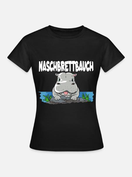 Naschbrettbauch Nilpferd Hippo - Frauen T-Shirt - Schwarz