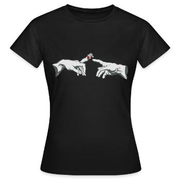 Die Erschaffung des Joint - Michelangelo - Frauen T-Shirt - Schwarz - Vorne - AI Model Female 172 dark (172cm)