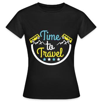 Voyage, Voyage, Vacances, Vacances, Voyage - T-shirt Femme - noir - Devant - AI Model Female 172 dark (172cm)