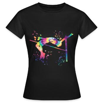 Hochspringer Wasserfarben Hochsprung - Frauen T-Shirt - Schwarz - Vorne - AI Model Female 172 dark (172cm)