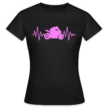 Racing motorcycle EKG heartbeat women motorcycle - Women's T-Shirt - black - Front - AI Model Female 172 dark (172cm)