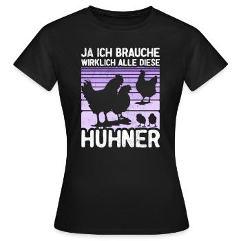 Hühner Huhn Hühnerstall Henne Geflügel Geschenk - Frauen T-Shirt - Schwarz - Vorne - AI Model Female 172 dark (172cm)