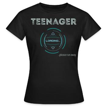 Teenager Loading Please Run Away, 13th birthday - Women's T-Shirt - black - Front - AI Model Female 172 dark (172cm)