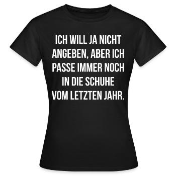 Ich will ja nicht angeben aber - Frauen T-Shirt - Schwarz - Vorne - AI Model Female 172 dark (172cm)