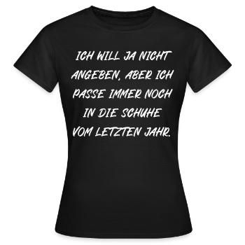 Ich will ja nicht angeben aber - Frauen T-Shirt - Schwarz - Vorne - AI Model Female 172 dark (172cm)