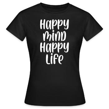 heureux vie heureuse - T-shirt Femme - noir - Devant - AI Model Female 172 dark (172cm)