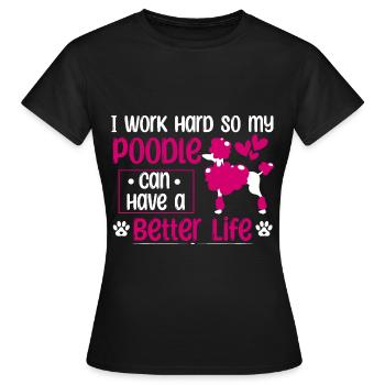 Travailler pour Caniche Mama Dog Caniche Standard - T-shirt Femme - noir - Devant - AI Model Female 172 dark (172cm)