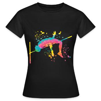 Saut en hauteur Aquarelle Saut en hauteur - T-shirt Femme - noir - Devant - AI Model Female 172 dark (172cm)