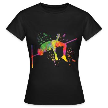 Saut en hauteur Aquarelle Saut en hauteur - T-shirt Femme - noir - Devant - AI Model Female 172 dark (172cm)