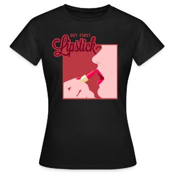 Rouge à lèvres cosmétiques Maquillage - T-shirt Femme - noir - Devant - AI Model Female 172 dark (172cm)