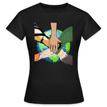 Pattes mains animaux Protection des animaux Protection de la nature Cadeau - T-shirt Femme - noir - Devant - AI Model Female 172 dark (172cm)