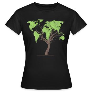 Carte du monde arbre jardinier jardinier paysagiste cadeau - T-shirt Femme - noir - Devant - AI Model Female 172 dark (172cm)