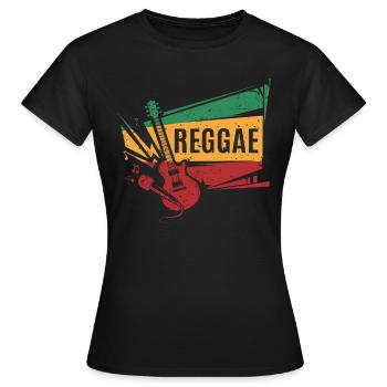 Reggae Guitar Reggaeton Reggaestyle Music - T-shirt Femme - noir - Devant - AI Model Female 172 dark (172cm)