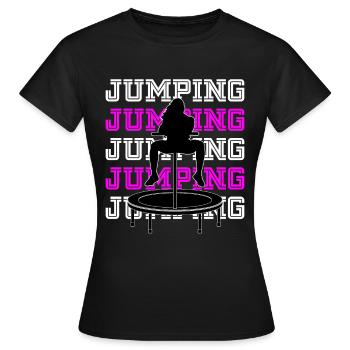 Jumping Trampolin Fitness Workout Trendsport - Frauen T-Shirt - Schwarz - Vorne - AI Model Female 172 dark (172cm)