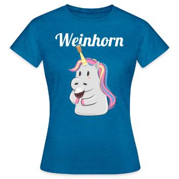 Weinhorn Wein Einhorn Weinfest Weintrinker - Frauen T-Shirt - Antikblaues Saphir meliert - Vorne - AI Model Female 172 dark (172cm)