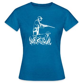 Cadeau de chien de chasse - T-shirt Femme - bleu saphir antique chiné - Devant - AI Model Female 172 dark (172cm)