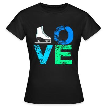 Ich liebe Schlittschuhe Eiskunstlauf Schlittschuh - Frauen T-Shirt - Schwarz - Vorne - AI Model Female 172 dark (172cm)