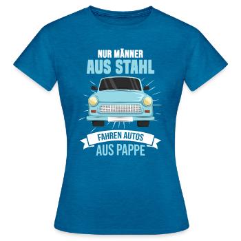 DDR Auto Osten Ossi Ostberlin Ostalgie Ostdeutsch - Frauen T-Shirt - Antikblaues Saphir meliert - Vorne - AI Model Female 172 dark (172cm)