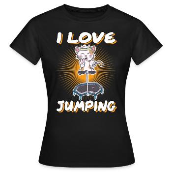 I love Jumping cat trampoline jumpstyle hopping - T-shirt Femme - noir - Devant - AI Model Female 172 dark (172cm)