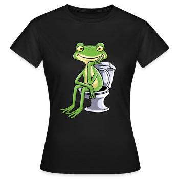 Frosch Klo Kacken Toilette - Frauen T-Shirt - Schwarz - Vorne - AI Model Female 172 dark (172cm)