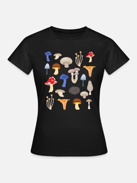 Pilzarten Design für einen Pilzsammler - Dame-T-shirt - sort