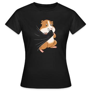 Guinea pig gnaw nibble hide design - Women's T-Shirt - black - Front - AI Model Female 172 dark (172cm)