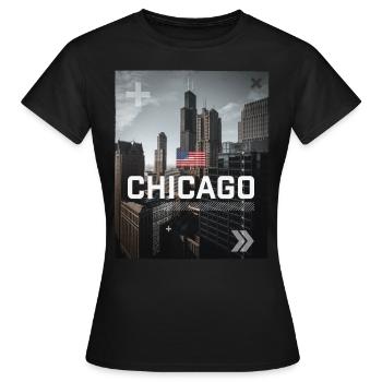 Chicago - Frauen T-Shirt - Schwarz - Vorne - AI Model Female 172 dark (172cm)