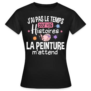 Peintre Peinture Artiste Humour Métier Cadeau Art - T-shirt Femme - noir - Devant - AI Model Female 172 dark (172cm)