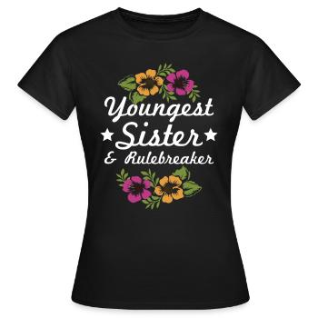 Youngest Sister & Rulebreaker Design für die - Frauen T-Shirt - Schwarz - Vorne - AI Model Female 172 dark (172cm)