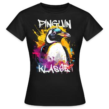 Graffiti Pinguinklasse Grundschule Klassentier - Frauen T-Shirt - Schwarz - Vorne - AI Model Female 172 dark (172cm)