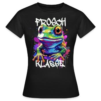Graffiti Froschklasse Grundschule Klassentier - Frauen T-Shirt - Schwarz - Vorne - AI Model Female 172 dark (172cm)