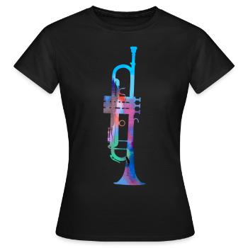Trompete,musikinstrument,graffiti, malerei - Frauen T-Shirt - Schwarz - Vorne - AI Model Female 172 dark (172cm)
