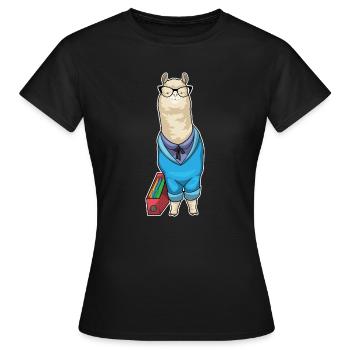 Alpaka Sekretärin Ordner Büro - Frauen T-Shirt - Schwarz - Vorne - AI Model Female 172 dark (172cm)