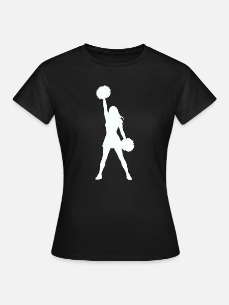 Cheerleader Silhouette mit Pomponen - Frauen T-Shirt - Schwarz