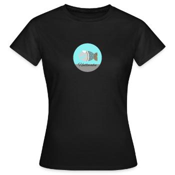 Theodör, Zombiefisch mit rundem Hintergrund - Frauen T-Shirt - Schwarz - Vorne - AI Model Female 172 dark (172cm)