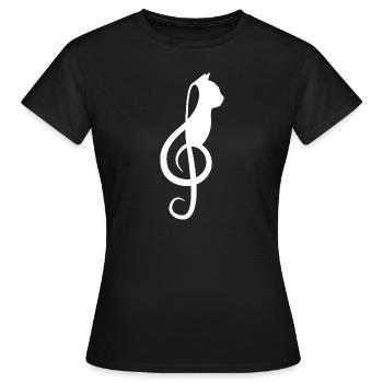 Symbole musical amoureux des chats musicien notes de musique - T-shirt Femme - noir - Devant - AI Model Female 172 dark (172cm)